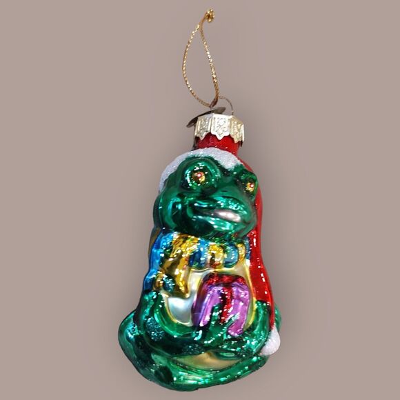 Santa Tree Frog Gift Christmas Ornament Hand Blown Glass Thomas Pacconi Classics - Picture 3 of 6